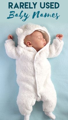 a baby in a white bear suit sleeping on top of a blue blanket with the words, how to keep babies safe when they're - used baby names