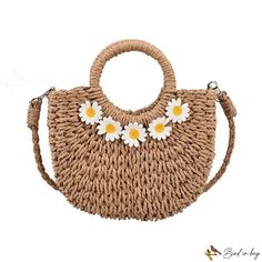 BirdinBag - Bolso femenino nuevo bolso tejido bolso de playa bolso de paja bolso de muñeca bolso de hombro Casual Handheld Jute Shoulder Bag, Summer Shoulder Bag With Large Capacity And Top Handle, Summer Top Handle Shoulder Bag With Large Capacity, Large Capacity Top Handle Shoulder Bag For Summer, Top Handle Shoulder Bag With Large Capacity For Summer, Handheld Woven Summer Bags, Summer Handheld Woven Bag, Summer Handheld Jute Straw Bag, Summer Handheld Bag With Single Handle