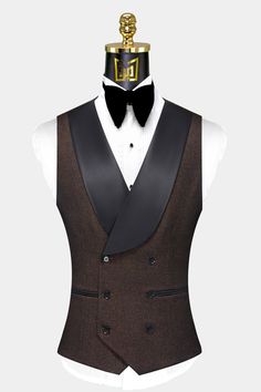 Luxury Brown Double Breasted Suit For Semi-formal Occasions, Luxury Brown Tuxedo In Suiting Fabric, Luxury Brown Three-piece Suit With Notch Lapel, Brown Semi-formal Tuxedo In Suiting Fabric, Semi-formal Brown Double Breasted Suit With Welt Pockets, Brown Tuxedo, Tuxedo Suit, Collar Designs, Brown Diamond