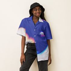 Check out this bold button-down shirt with a trendy oversized fit, that works well for outfit layering! "Chroma Sky" Cloud Pixel Art Button-Up Shirt 🌥️🎨 Embrace a fusion of the natural and digital with the "Chroma Sky" Hawaiian Shirt. Perfect for futuristic streetwear enthusiasts, this blue gradient summer shirt is a cool, eco-friendly addition to any wardrobe. Ideal for anyone looking to merge the serenity of nature with the vibrancy of pixel art. Product Highlights: Striking Design: "Chroma Relaxed Fit Graphic Print Button-up Blouse, Streetwear Snap Button-up Shirt, Streetwear Snap Button Shirt, Streetwear Button-up Shirt With Snap Buttons, Collared Shirt With Button Closure For Streetwear, Relaxed Fit Shirt For Streetwear, Oversized Collared Shirt With Snap Buttons, Multicolor Relaxed Fit Shirt With Buttons, Trendy Collared Shirt With Snap Buttons