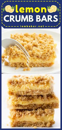 These Lemon Crumb Bars are homemade dessert bars filled with lemon filling and flavor in between two layers of an oatmeal crust. Add this lemon dessert recipe to your favorite summer dessert recipes! Fruit Bars Recipe, Pie Filling Desserts, Lemon Desserts Bars, Homemade Lemon Bars, Oatmeal Dessert, Fruit Desserts Easy, Lemon Treats