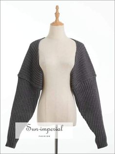 Women Grey Chunky Fine Knit Rib Cape Batwing Sleeve Crop Open Stitch top Basic style Short Cardigan Sweater, Street Mode, Womens White Sweater, Black Cropped Cardigan, Knit Shrug, Long Sleeve Knitted Cardigan, Cropped Pullover, High Street Fashion, Short Cardigan