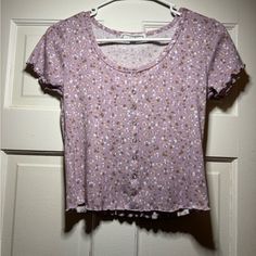 Size: Medium Brand: Hippy Rose Quality: Never Worn Open For Price Offers!! Lace Pocket, Rose Shirts, Purple T Shirts, Ladies Tee Shirts, Scoop Neck Top, Front Tie Top, One Shoulder Tops, Knit Tees, Rose Pink