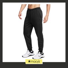 in stock Black Moisture-wicking Sweatpants For Sports Season, Full-length Sports Joggers With Side Pockets, Black Moisture-wicking Sportswear Sweatpants, Black 4-way Stretch Joggers For Jogging, Black 4-way Stretch Functional Joggers, Dri Fit, Nike Men, Pick Up, In Store