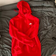 Brand New Tech Nike Red, University Red Hooded Winter Outerwear, Hooded University Red Winter Outerwear, Nike Red Hoodie For Fall, Nike Red Sporty Outerwear, University Red Hooded Outerwear For Fall, Red Nike Outerwear For Spring, University Red Casual Outerwear For Fall, Casual University Red Outerwear For Fall