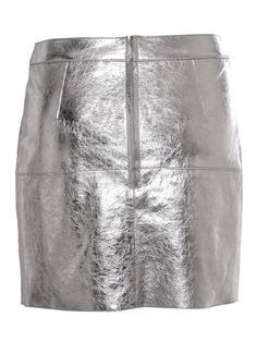 100% LAMB LEATHER Viva Luxury, Silver Skirt, Paneled Skirt, Metallic Skirt, Leather Mini Skirts, Luxury Shop, Proenza Schouler, Metallic Leather, Leather Mini