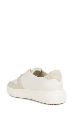 Canvas trim bring textured contrast to a classic leather sneaker. Lace-up style Cushioned footbed Leather and textile upper and lining/rubber sole Imported White Beige, Classic Leather, Up Styles, Leather Sneakers, Nordstrom Rack, Womens Sneakers, Rubber Sole, Nordstrom, Lace Up