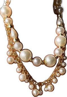 Luxury Gold Bohemian Pearl Necklace, Gold Multi-strand Pearl Layered Necklace, Elegant Multi-strand Pearl Charm Chain Necklace, Luxury Multi-strand Pearl Chain Beaded Necklaces, Gold Bohemian Multi-strand Pearl Necklace, Layered Pearl Necklace, Jewelry Chunky, Layered Chain, Layered Chain Necklace