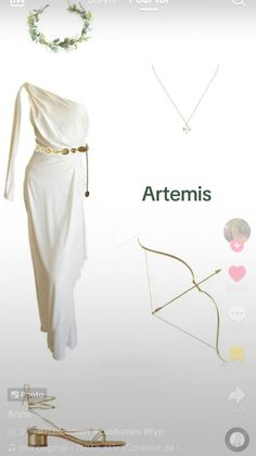 Artemis Inspired Dress, Greek Costume Goddess, Greek Mythology Cosplay, Greek Costume Diy, Greek Outfit Ideas Goddesses, Artemis Goddess Costume, Greek Goddess Dresses, Greek Mythology Dress To Impress, Greek Outfit Ideas