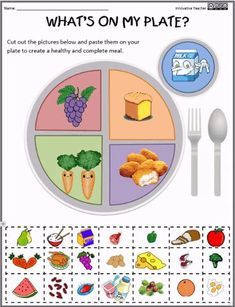 what's on my plate? worksheet for kids with pictures and words