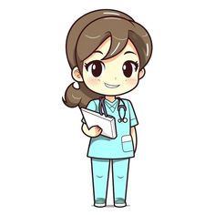 a cartoon nurse is holding a clipboard