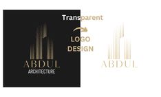 the logo for an architecture firm is shown in two different colors and font styles, including gold