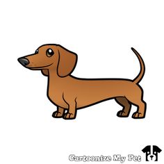 a drawing of a brown dachshund dog standing in front of a white background