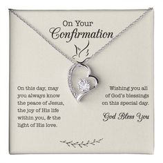 This Confirmation Necklace for Girls is a beautiful Linked Hearts necklace for any young woman who is being confirmed. This elegant Confirmation Gift allows for a beautiful way for any young woman to celebrate her Confirmation.✦ PRODUCT DETAILS:-14k white gold finish or 18k yellow gold finish-6.5mm round cut cubic zirconia stone-Pendant dimensions: 0.8" (2.2cm) height / 0.7" (1.8cm) width-Adjustable chain length: 18" - 22" (45.72cm - 55.88cm)-Lobster clasp attachment White Gold Necklaces For Birthday And Valentine's Day, Elegant Heart-shaped Jewelry For Birthday Gift, Inspirational White Jewelry For Valentine's Day, Heart-shaped Jewelry For Mother's Day, White Charm Necklace For Wedding On Valentine's Day, Elegant Necklace For Valentine's Day Birthday Gift, Elegant Charm Necklaces For Valentine's Day Birthday Gift, Elegant Heart-shaped Necklace For Birthday Gift, Elegant Heart-shaped Necklace As Birthday Gift