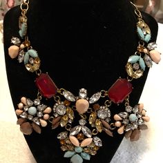 Gorgeous Crystal Costume Necklace And Earring Set Trendy Jeweled Jewelry Perfect As A Gift, Trendy Jeweled Dangle Jewelry, Chic Multicolor Jewelry For Gifts, Chic Multicolor Metal Jewelry, Chic Handmade Multicolor Jewelry, Crystal Costume, Costume Necklace, Costume Necklaces, Vintage Keys