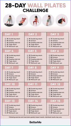 the 28 - day workout challenge is shown here