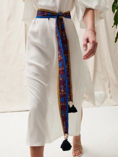 Handmade by local artisans in India, this intricately detailed embroidered belt accentuates your waist and adds interest to any outfit Tznius Fashion, Morocco Fashion, Tassel Belt, Moroccan Fashion, Embroidered Belt, Handmade Belts, Maximalism, Cowrie Shell, Local Artisans