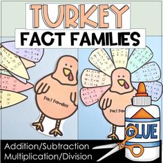 the turkey fact families addition subtraction and division