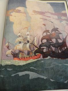 a book with an image of two ships in the ocean