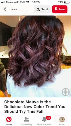 Plum Lowlights In Brown Hair, Balayage Brunette Short, Brunette Balayage Hair Medium, Light Brown Hair Balayage, Blonde Hair Colour, Brown Bob Hair, Fall Balayage, Interesting Hair, Red Balayage Hair