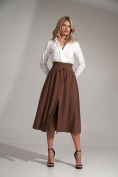 Women's & Men's Clothing- Casual Wear, Jackets & Shoes | B You Brown Skirt Outfit, Long Brown Skirt, Skirt Model, Brown Skirt, Evening Dresses Cocktail, Brown Skirts, Mid Length Skirts, Carrie Bradshaw, Plaid Skirts