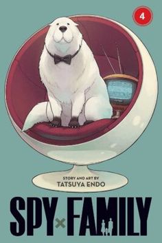 the cover of spy family, with an image of a polar bear sitting in a chair