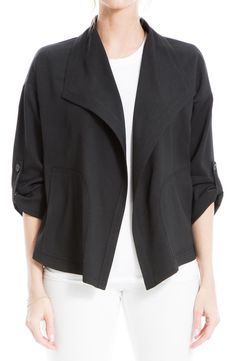 MAX STUDIO Twill Drape Front Short Jacket | Nordstromrack Work Wardrobe, Max Studio, Short Jacket, Amazing Women, Wardrobe, Collar, Clothes For Women, Free Shipping, How To Wear