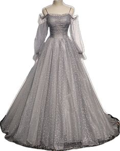 Gray Tulle Sequins Long A Line Prom Dress Prom Dress With Long Sleeves, Sequin Prom Dress, Sleeve Wedding Dress, فستان سهرة, Fabric Swatch, Long Sleeve Sequin, A Line Prom Dresses, Dress With Long Sleeves, Long Sleeve Wedding