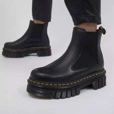 Dr. Martens, 9 / 8 / 7, 10 / 9 / 8, 12 / 11 / 10 (Us Women's Size / Us Men's Size / Uk Men's Size), Black, New With Box: A Brand-New, Unused, And Unworn Item (Including Handmade Items) In The Original Packaging (Such As The Original Box Or Bag) And/Or With The Original Tags Attached, Leather, And Rubber. Dr Marten Platform Chelsea Boots, Black Chelsea Boots With Vibram Sole For Work, Black Leather Chelsea Boots With Platform, Black Leather Platform Chelsea Boots, Audrick Chelsea Boots, 2976 Platform Chelsea Boots, Dr Marten Chelsea Boots, Chelsea Boots Doc Martens, Dr Martens Audrick