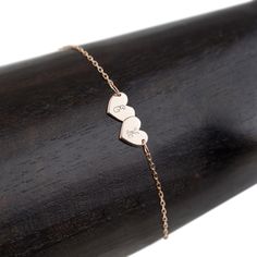 "So dainty and so sweet 14k gold bracelet. This heart double initial bracelet is perfect jewelry to show love and affection. Will make a perfect gift, or buy one for yourself to keep special someone's initial closer to your heart. This subtle and simple style will also make a great addition to your layering bracelet. * Engraving & Font: Choose your font from the font reference photo above and your two initials to \"note\" during checkout. Script font is by default if not chosen. Engraving wi Blue Green Sapphire Ring, Jewelry Wishlist, Monogram Bracelet, Open Cuff Bracelet, Gold Armband, Personalized Bracelet, Gift Inspiration, Initial Bracelet, Personalized Bracelets