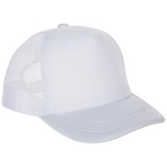 the white trucker hat is shown on a white background