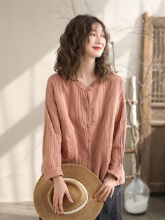 Details: Gender: Women Item Type: Blouse Material: Cotton Pattern Type: Solid Season: Spring, Autumn Style: Leisure, Daily, Retro Occasion: Going Out, Daily Size: One Size Length: 61.00 cm/ 24.02 " Bust: 124.00 cm/ 48.82 " Sleeve: 64.00 cm/ 25.20 " Loose Vintage Cotton Shirt, Vintage Cotton Lantern Sleeve Tops, Oversized Cotton Blouse With 3/4 Sleeves, Casual Linen Blouse With 3/4 Sleeves, Bohemian Short-sleeve Linen Blouse, Blouse Material, Cardigan Shirt, Cotton Cardigan, Loose Blouse