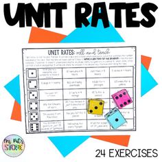 the unit rate worksheet with two dices on it