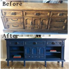 the before and after of an old dresser