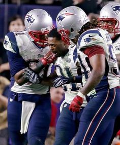 the new england football team is congratulating each other