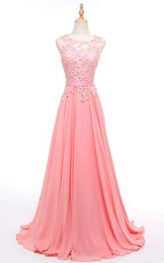 Pink Chiffon Bridesmaid Dress For Banquet, Pink Chiffon Evening Dress For Prom, Pink Chiffon Dress For Prom Banquet, Pink Chiffon Dress For Banquet, Pink Floor-length Chiffon Wedding Dress, Pink A-line Chiffon Dress For Wedding, Pink Chiffon Evening Dress With Sweep Train, Chiffon Evening Dress With Illusion Neckline For Banquets, Pink Chiffon Mother Of The Bride Dress For Party