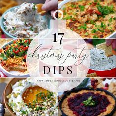 eight different types of dips with text overlay that says 8 christmas eve dips