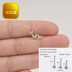 Metal: 14k solid gold, Available Gold color: Yellow gold  Guaranteed Authentic : 14K Solid Gold, Not Gold Plated, Gold filled Stone:  CZ Thickness:0.82mm (20G) Stamp:14k ★Every ear is different, the length of backings that most suitable for your ear will depend on your ear thickness ★Titanium is a very safe metal, so we don't plate it, in order to avoid some people are allergic to the plating material. NOTE The item combined by 14k solid gold and implant grade titanium push in back,  packed in a beautiful Jewelry Box   SHIPPING ADDRESS All the orders will ship to the supplied address through your Etsy Order, Please leave your phone number,will give to carrier for safe deliver. We will not send and replacement parcels due to incomplete or inaccurate address.  PACKING ●Can be Gift packed inc Tarnish Resistant Silver Cartilage Earrings In 14k Gold Filled, Gold Tarnish-resistant Drop Cartilage Earrings, Dainty Gold Huggie Piercings, Single Rose Gold Ear Climber In 14k Gold, Rose Gold Single Ear Climber In 14k Gold, Gold-plated Cartilage Earrings, Gold-plated Tarnish-resistant Cartilage Earrings, Gold Dainty Tarnish-resistant Cartilage Earrings, Dainty Gold Cartilage Earrings Tarnish Resistant