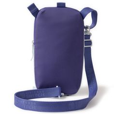 a purple bag with a blue strap around it