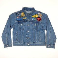 Levi Strauss & Co. Women's Denim Trucker Jacket Size: Large Pit to pit: 22" Shoulders: 19" Waist: 20-1/4" Length: 22-1/4" Sleeve from Shoulder: 23" JACKET IS MARKED IRREGULAR Levi's Cotton Denim Jacket For Streetwear, Trendy Cotton Denim Jacket With Embroidered Patch, Casual Denim Outerwear With Embroidered Patch, Winter Streetwear Denim Jacket With Embroidered Patch, Winter Denim Jacket With Embroidered Patch For Streetwear, Embroidered Patch Denim Jacket For Winter Streetwear, Trendy Denim Outerwear With Embroidered Patch, Streetwear Cotton Denim Jacket With Embroidered Patch, Streetwear Embroidered Patch Denim Jacket