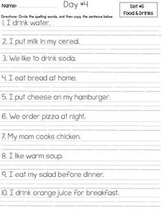 worksheet for kids to learn how to make their own food and drink list