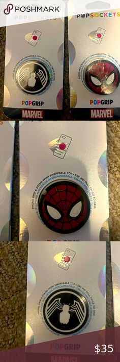 NWT 2 Spider Man Pop sockets Spiderman Merch, Spiderman Hoodie, Spiderman And Spider Gwen, Spiderman Web, Spaider Man, Spiderman Birthday Party, Pop Sockets