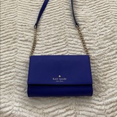 This Authentic Kate Spade Bag Is Nwot, But Never Used. Super Cute And Big Enough For Your Small Essentials. Measurements Shown In Pics. I Would Say The Color Is Cobalt Blue. Elegant Blue Shoulder Bag With Cell Phone Pocket, Chic Blue Shoulder Bag With Cell Phone Pocket, Kate Spade Blue Shoulder Bag With Adjustable Strap, Kate Spade Crossbody Bag, Kate Spade Disney, White Crossbody Bag, Bags Kate Spade, Leather Handbags Crossbody, Kate Spade Purse