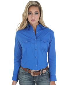 Wrangler Women's White Rhinestone Snap Long Sleeve Western Shirt | Boot Barn Womens Clothing Websites, Riding Shirts, Rodeo Shirts, Casual Tops For Women, Best Jeans, Western Shirt, Western Shirts, Blue Shirt, Shirt Women