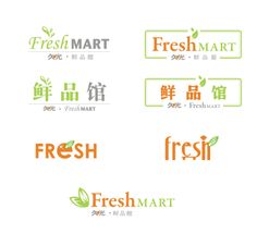 four different logos for fresh mart, which are in english and chinese characters on them