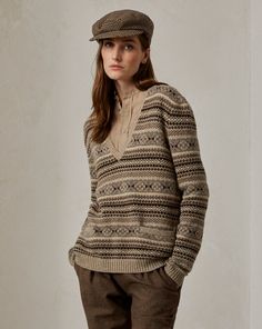 Fair Isle Cashmere V-Neck Sweater Ralph Lauren Shirt Women, Elegant Sweater, Cashmere Hoodie