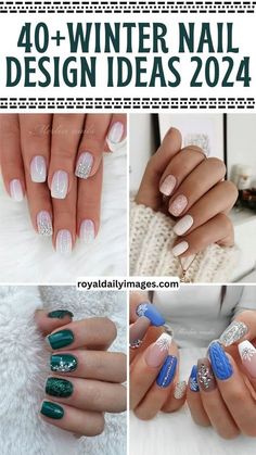 Winter Nail Designs To Try This Year, Nails For 2024 Winter, Acrylic Nail Designs January 2024, Winter Nails January 2024, 3 Color Nails Design, Nail Trend 2024 Winter, Diy Winter Nail Art, Winter Nails2024, Nail Designs For Winter 2024