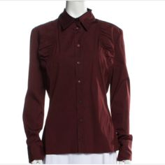 Description Gucci Button-Up Top Burgundy Long Sleeve With Collar Button Closure At Front Bust: 39" Waist: 34" Length: 26" Fabric: 78% Cotton, 17% Nylon, 5% Spandex Fitted Gucci Blouse For Fall, Gucci Long Sleeve Blouse For Fall, Chic Gucci Collared Blouse, Gucci Tops For Work With Button Closure, Gucci Formal Button-up Tops, Formal Gucci Button-up Tops, Elegant Gucci Top With Button Closure, Gucci Luxury Formal Blouse, Elegant Gucci Office Blouse