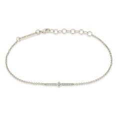 14k gold thicker cable chain bracelet with a pavé diamond bar and a bezel set princess diamond in the center of the bar Diamond Bar Bracelet, Bar Bracelet, Princess Cut Diamond, Diamond Bar, Rose Ring, Bar Bracelets, Princess Diamond, Princess Cut Diamonds, White Diamonds