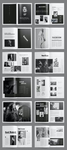 several pages spread out on top of each other in black and white, with the same graphic